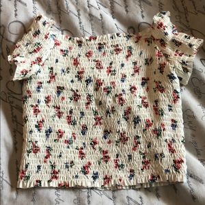 Very stretchy off shoulder  crop floral top